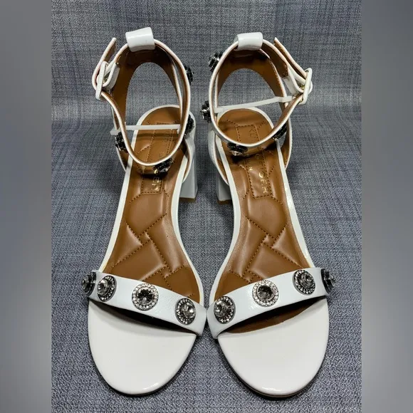 Kurt Geiger London Octavia Crystal Block Heel Sandals White Size EU 40 / US 9