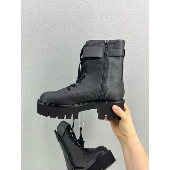 KURT GEIGER LONDON RECYCLED WOLF MOTO BOOTS size 40