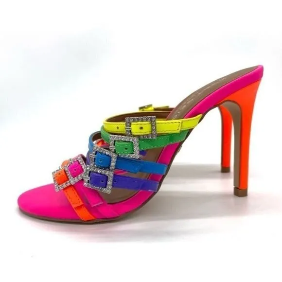 Kurt Geiger Pierra Mule Rainbow Heel Sandals Size 5.5