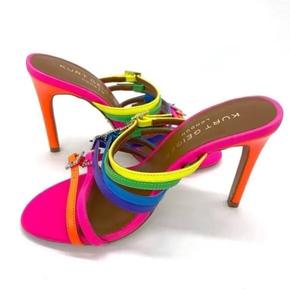 Kurt Geiger Pierra Mule Rainbow Heel Sandals Size 5.5