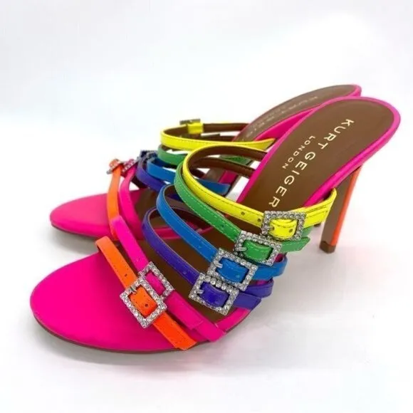 Kurt Geiger Pierra Mule Rainbow Heel Sandals Size 5.5