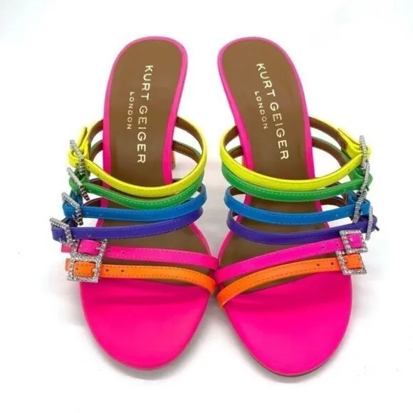 Kurt Geiger Pierra Mule Rainbow Heel Sandals Size 5.5