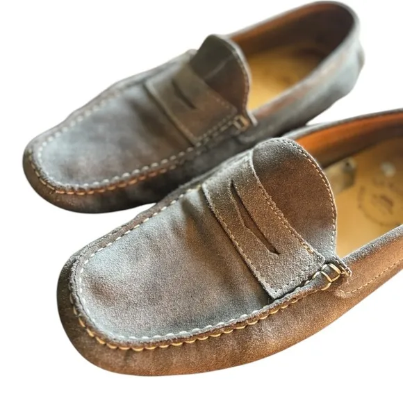 La Bottega Grey Suede Driving Loafers Size 10 Grey Suede Penny Loafers