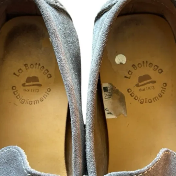 La Bottega Grey Suede Driving Loafers Size 10 Grey Suede Penny Loafers