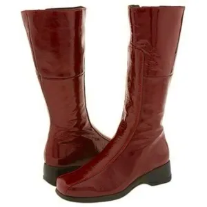 La Candienne Blanche Patent Leather Crinkle Cherry Tall Boots Size 5