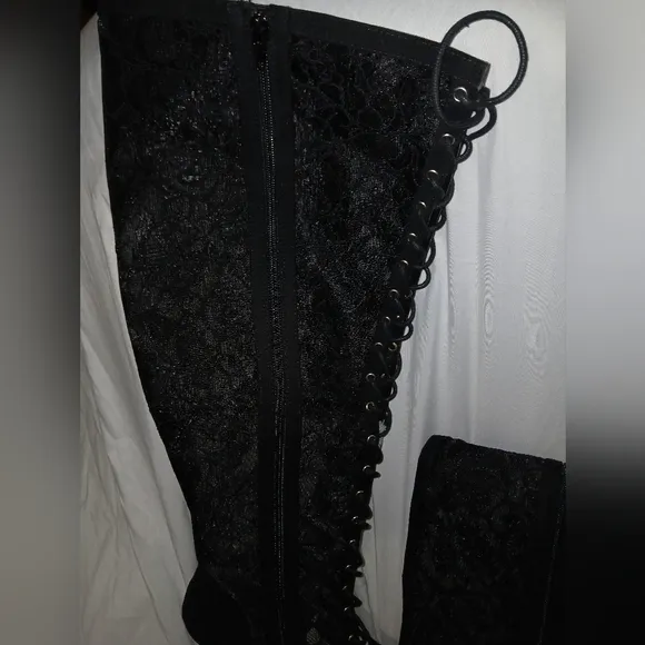 Lace knee high boots