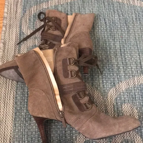 lace up booties mid-calf