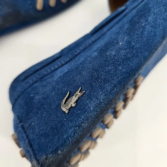 Lacoste Suede Leather Loafers Driving Moccasins Slip On Blue Size 8
