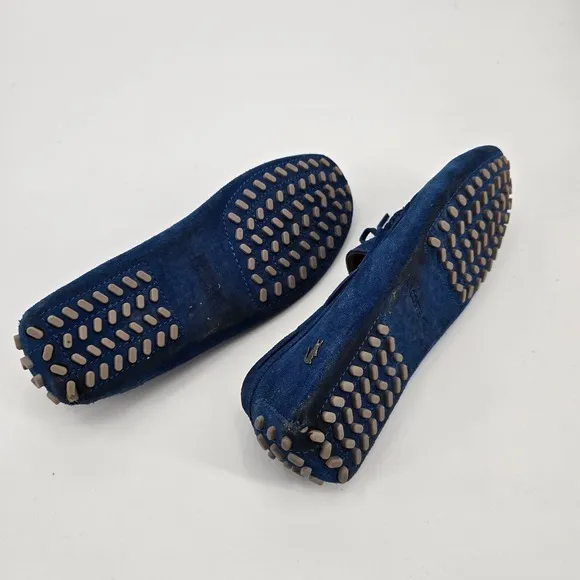 Lacoste Suede Leather Loafers Driving Moccasins Slip On Blue Size 8