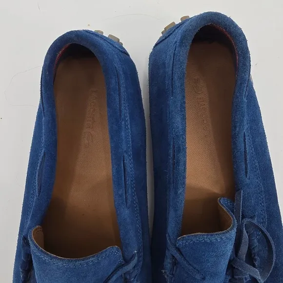 Lacoste Suede Leather Loafers Driving Moccasins Slip On Blue Size 8