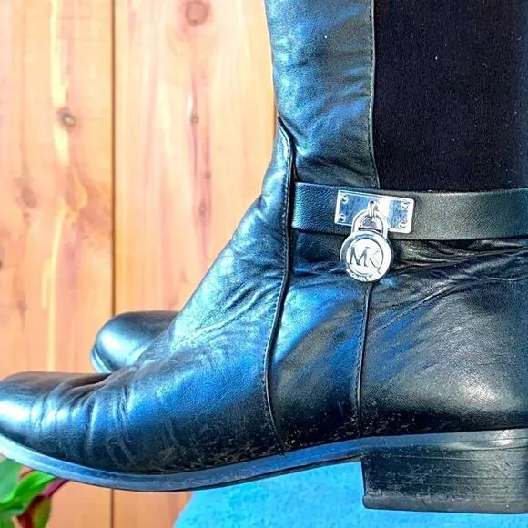 Ladies over the calf size 8M leather and textile mix boots by Michael Kors