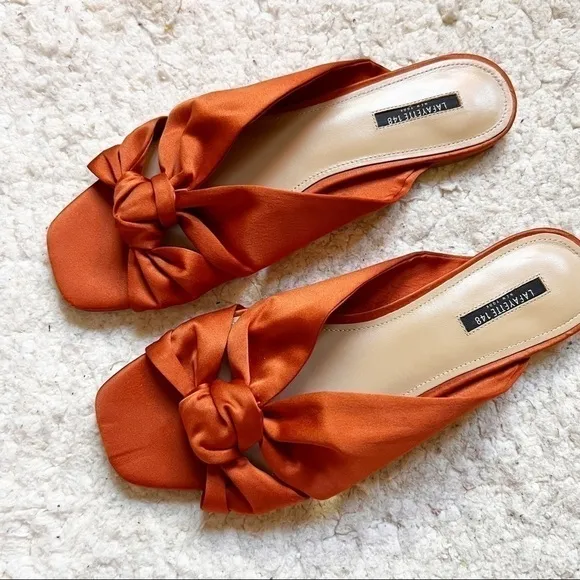 Lafayette 148 NY Orange Hessania Sandal Size 9