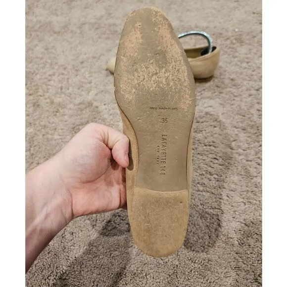 Lafayette 148 Siena Suede Loafers Tan Womens size 36 size 6 Driving Shoe Casual