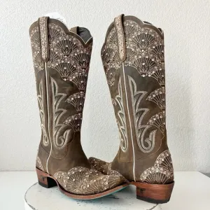 Lane CALYPSO Womens Cowboy Boots 7 Brown Leather Western Cowgirl Mid Calf Tall