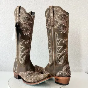 Lane CALYPSO Womens Cowboy Boots 7.5 Brown Leather Western Cowgirl Mid Calf Tall