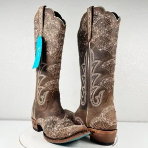 Lane CALYPSO Womens Wedding Cowboy Boots Size 8 Brown Leather Western 14&quot; Tall