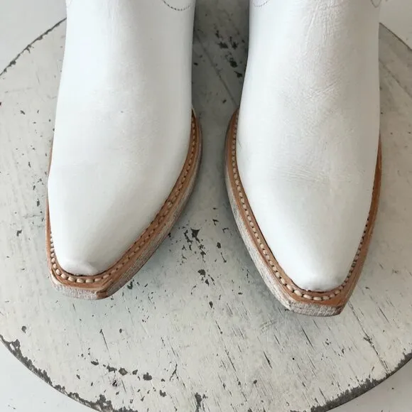 Lane EMMA JANE Womens Cowboy Boots 6 White Leather Western Cowgirl Mid Calf Tall