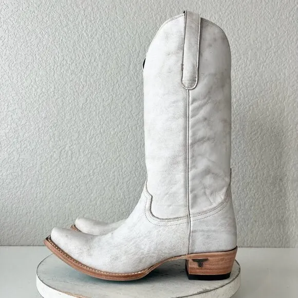 Lane EMMA JANE Womens Cowboy Boots 8 White Leather Western Cowgirl Mid Calf Tall