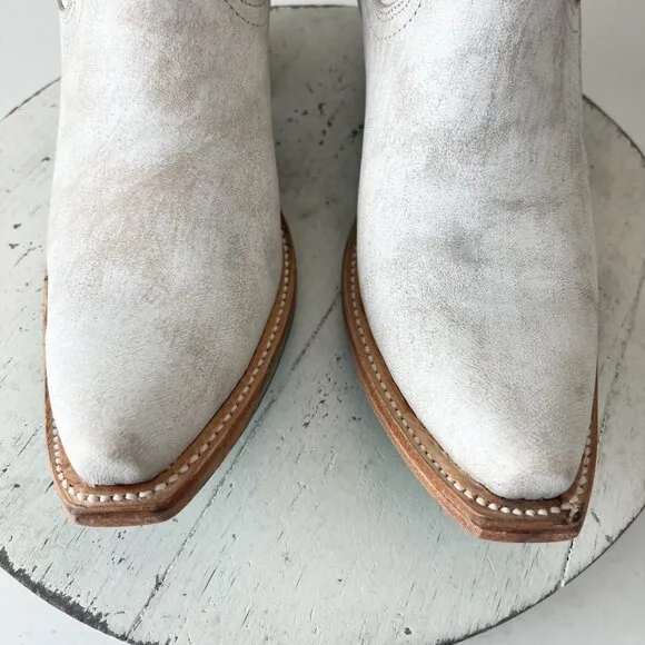 Lane EMMA JANE Womens Cowboy Boots 8 White Leather Western Cowgirl Mid Calf Tall