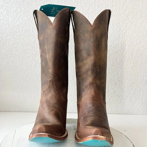 Lane EMMA JANE Womens Cowboy Boots 8.5 Brown Leather Western Cowgirl Mid Calf