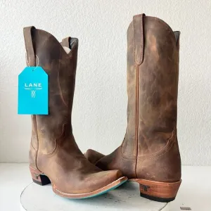 Lane EMMA JANE Womens Cowboy Boots 8.5 Brown Leather Western Cowgirl Mid Calf