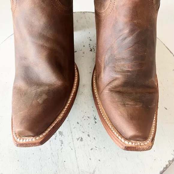 Lane EMMA JANE Womens Cowboy Boots 8.5 Brown Leather Western Cowgirl Mid Calf