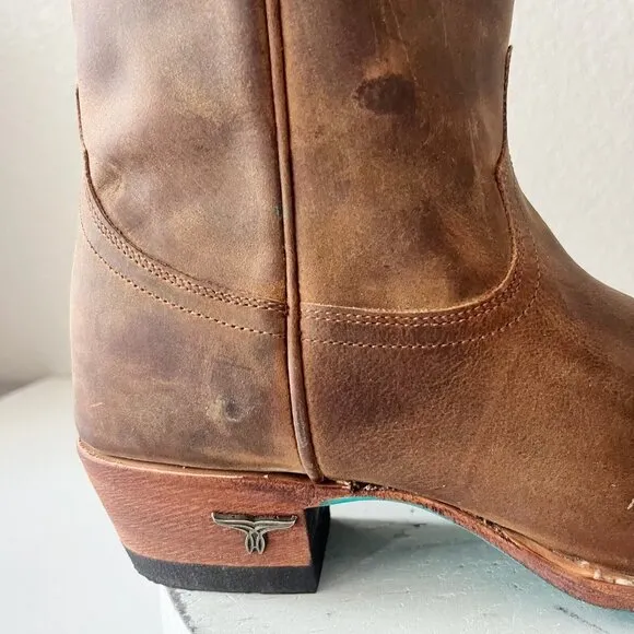 Lane EMMA JANE Womens Cowboy Boots 8.5 Brown Leather Western Cowgirl Mid Calf
