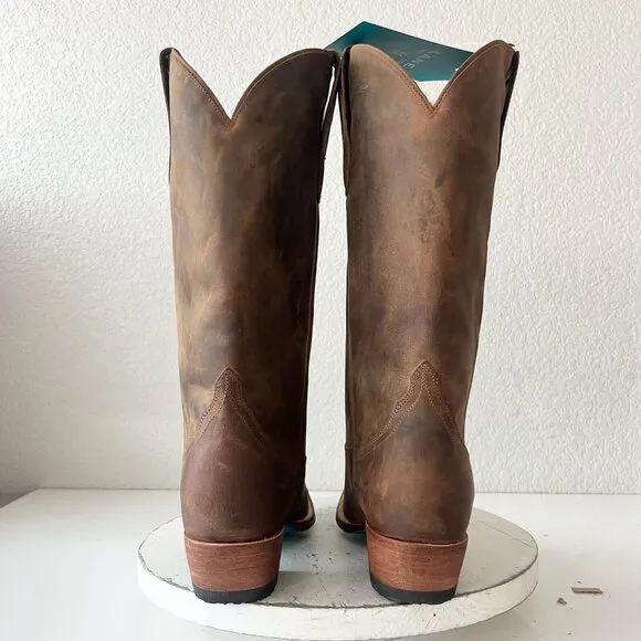 Lane EMMA JANE Womens Cowboy Boots 8.5 Brown Leather Western Cowgirl Mid Calf
