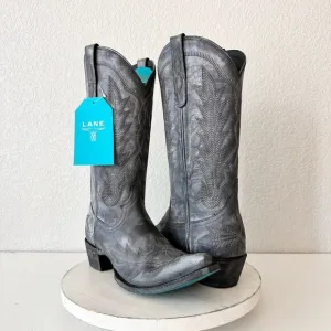 Lane LEXINGTON Womens Cowboy Boots 10 Black Leather Western Cowgirl Mid Calf