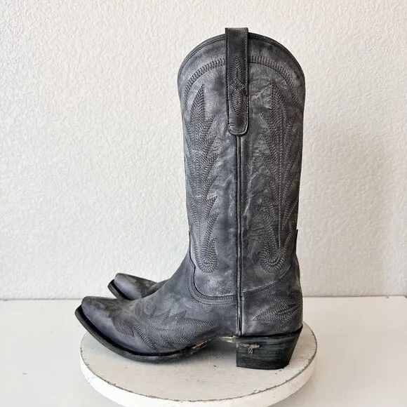 Lane LEXINGTON Womens Cowboy Boots 10 Black Leather Western Cowgirl Mid Calf