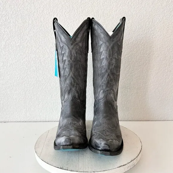 Lane LEXINGTON Womens Cowboy Boots 10 Black Leather Western Cowgirl Mid Calf