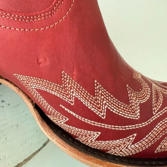 Lane LEXINGTON Womens Cowboy Boots 7 Red Leather Western Cowgirl Mid Calf  Tall