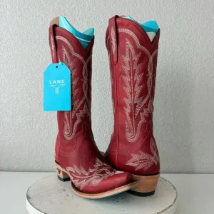 Lane LEXINGTON Womens Cowboy Boots 7 Red Leather Western Cowgirl Mid Calf  Tall