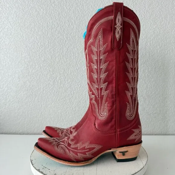 Lane LEXINGTON Womens Cowboy Boots 7 Red Leather Western Cowgirl Mid Calf  Tall