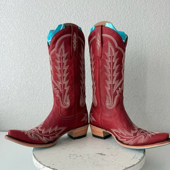 Lane LEXINGTON Womens Cowboy Boots 7 Red Leather Western Cowgirl Mid Calf  Tall