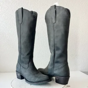 Lane PLAIN JANE Womens Cowboy Boots 7.5 Black Leather Western Cowgirl Mid Calf