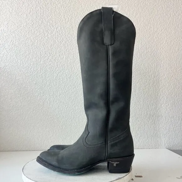 Lane PLAIN JANE Womens Cowboy Boots 7.5 Black Leather Western Cowgirl Mid Calf