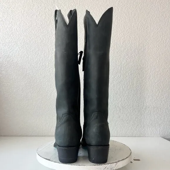 Lane PLAIN JANE Womens Cowboy Boots 7.5 Black Leather Western Cowgirl Mid Calf