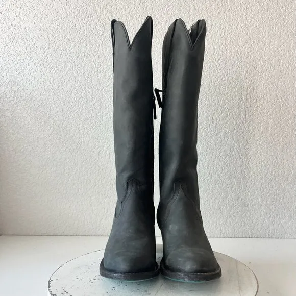 Lane PLAIN JANE Womens Cowboy Boots 7.5 Black Leather Western Cowgirl Mid Calf