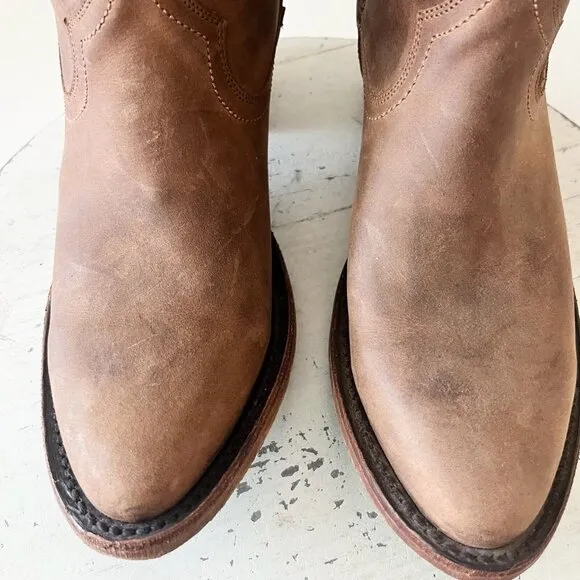 Lane PLAIN JANE Womens Cowboy Boots 7.5 Brown Leather Western Cowgirl Mid Calf
