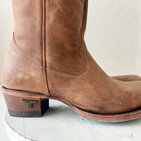 Lane PLAIN JANE Womens Cowboy Boots 7.5 Brown Leather Western Cowgirl Mid Calf