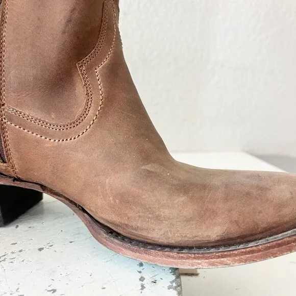 Lane PLAIN JANE Womens Cowboy Boots 7.5 Brown Leather Western Cowgirl Mid Calf