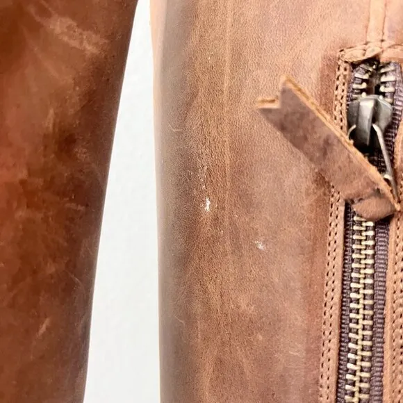Lane PLAIN JANE Womens Cowboy Boots 7.5 Brown Leather Western Cowgirl Mid Calf