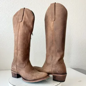 Lane PLAIN JANE Womens Cowboy Boots 7.5 Brown Leather Western Cowgirl Mid Calf