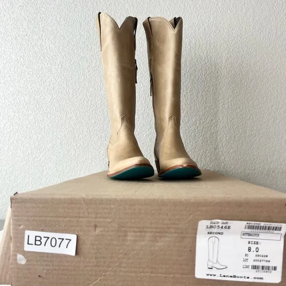 Lane PLAIN JANE Womens Cowboy Boots 8 Butterscotch Western Cowgirl Mid Calf Tall