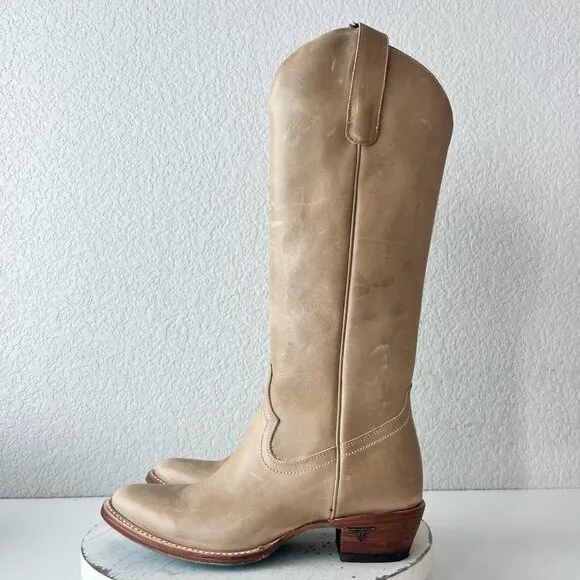 Lane PLAIN JANE Womens Cowboy Boots 8 Butterscotch Western Cowgirl Mid Calf Tall