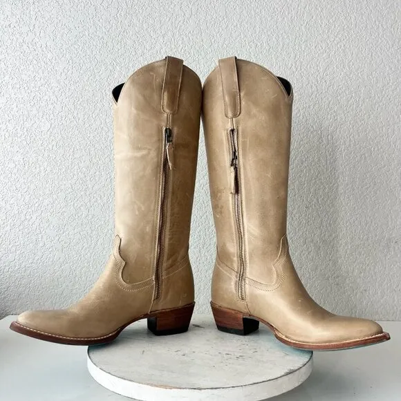 Lane PLAIN JANE Womens Cowboy Boots 8 Butterscotch Western Cowgirl Mid Calf Tall
