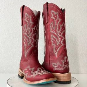 Lane Saratoga Womens Square Toe Cowboy Boots 7.5 Red Leather Western Cowgirl