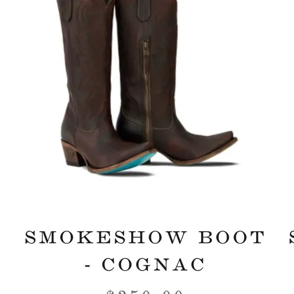 LANE SMOKESHOW BOOT- COGNAC Brown Leather Cowboy Boots