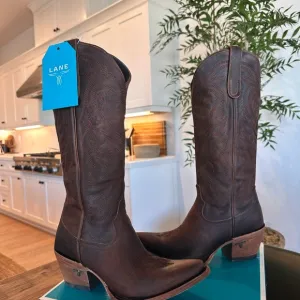 LANE SMOKESHOW BOOT- COGNAC Brown Leather Cowboy Boots